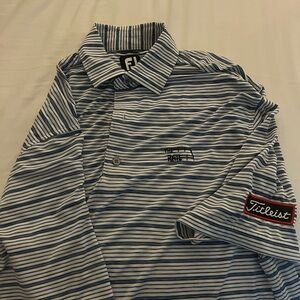 Footjoy polo size medium with Titlest logo on sleeve. The rail logo on chest